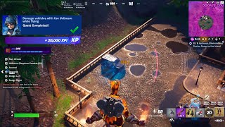 Fortnite  Damage Vehicles With The Unibeam While Flying I Am Iron Man Story Quests [upl. by Goodrich]