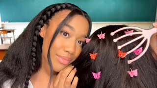 ASMR Girl Who’s Obsessed With You Plays With Your Hair On The First Day Of School 🤩💆 ASMR Hair Play [upl. by Yvette]