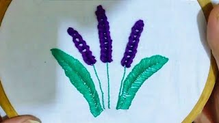 Ribbon Embroidery  Lavender plant  Hand Embroidery  In HindiUrdu zouqoshauq ribbonembroidery [upl. by Peterson582]