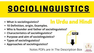 Sociolinguistics Definitions Origin Characteristics Purpose Aims Types Approaches Notes PDF [upl. by Patrica]