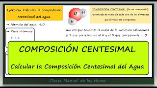 COMPOSICIÓN CENTESIMAL DE UN COMPUESTO Calcular Composición Centesimal del Agua Química Básica [upl. by Barthel]