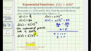 Ex Find an Exponential Function Given Two Points  Initial Value Not Given [upl. by Cud]