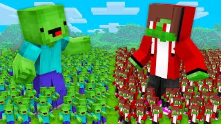 ZOMBIE JJ Army vs ZOMBIE Mikey Army in Minecraft Maizen [upl. by Martens252]