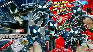 Como hacer figura de papel Marvels SpiderMan 2 Symbiote BLACK SUIT Minecraft Articulado PS5 [upl. by Ycrem641]