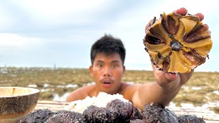 Mukbang Giant Sea Urchin with Spicy Sauce Eating Delicious Boy Tapang 🫐🥵🌶️ [upl. by Lamhaj]