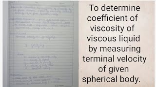 Determine coefficient of viscosity of viscous liquid by measuring terminal velocity of body [upl. by Scammon]