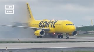 Brakes on Spirit Airlines Plane Catch Fire While Landing [upl. by Berti]