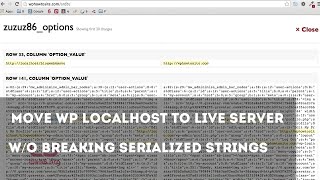 WordPress Move Localhost to Server without Breaking Serialized Strings [upl. by Ahsinyt604]