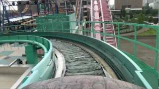 The Crazy Japanese Airtime Log Flume Roller Coaster POV Cosmoworld Yokohama Japan [upl. by Eidnarb]