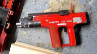 Firing a Hilti DX450 into 70mm of timber [upl. by Anaicul]