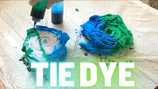 DIY How To Tie Dye Tshirt with 2 Colors with Awesome Spiral Effect  Easy Method for Beginners ASMR [upl. by Auqcinahs360]