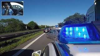 Einsatzfahrt der Autobahnpolizei  durch Rettungsgasse zum Unfall  Polizei kommentiert  POV GoPro [upl. by Bodwell]