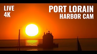 LIVE 4K WAUDIO  Lake Erie Cam at Port Lorain  Lighthouse Freighters Sunsets Waves and More [upl. by Sulihpoeht]