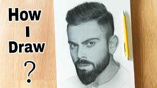 How I Draw Virat Kohli  step by step  Part 1 😀 [upl. by Waldo]