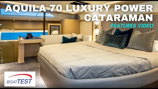 Aquila 70 Luxury Power Catamaran 2021  Features Video by BoatTESTcom [upl. by Savage]