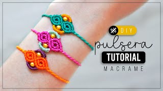 Pulsera String 🩷 Como hacer pulsera tejida de hilo fácil  diy tutorial ● macrame bracelet 346 [upl. by Hylton]