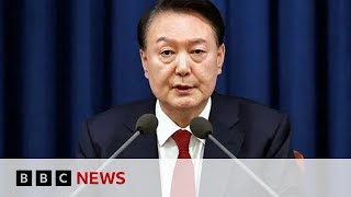 South Korea MPs vote to impeach president after mass protests over martial law  BBC News [upl. by Sillig]