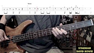 Starman by David Bowie  Bass Cover with Tabs PlayAlong [upl. by Sanborn668]