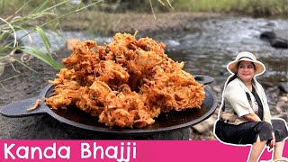 We made Kanda Bhajji in the nature  Cooking Onion Pakodas in the wild  Chef Smita Deo [upl. by Nede]