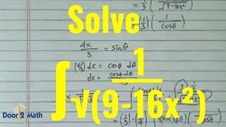 INDEFINITE INTEGRAL EXAMPLE  Solve ∫1√916x²  Calculus [upl. by Aihsyla]