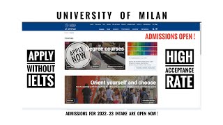 UNIVERSITY OF MILAN Admission Process  Explained [upl. by Mazurek]