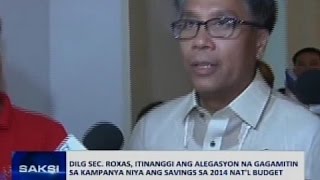 Saksi Sagot ni Sec Roxas sa alegasyong gagamitin sa kampanya ang 2014 nat’l budget savings [upl. by Necaj]