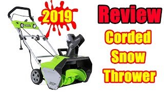 Greenworks 20Inch 13 Amp Corded Snow Thrower  Review  Demo  2019 [upl. by Matthiew]