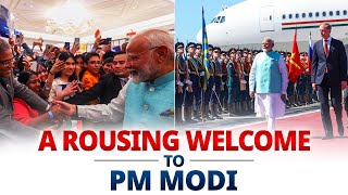 PM Modi gets a roaring welcome in Moscow Russia [upl. by Eben465]