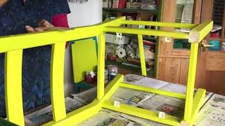 Ikea chair construction painting assembling and making it cushions and SOCKS [upl. by Sallad]