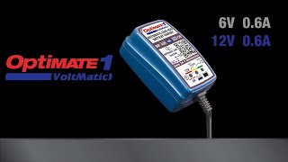 Automatic 6V amp 12V battery charger  OptiMate 1 VoltMatic [upl. by Hgielra]