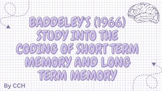 AQA LEVEL PSYCHOLOGY  Memory Baddeley’s 1966 study [upl. by Audra137]