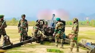 Slow Motion Firing 105mm Light Field Gun of Indian Army Artillery [upl. by Fiertz775]