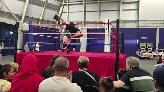 Wrestling Match at Bolton Comic Con  featuring SpiderMan as ref spiderman [upl. by Aserat354]