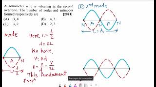 29A sonometer wire is vibrating in the second overtoneThe number of nodes and antinodes formed res [upl. by Kreitman]