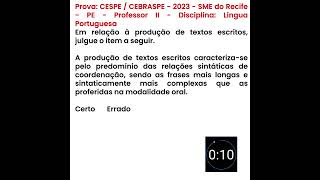 PORTUGUÊS PARA CONCURSOS  CESPE  CEBRASPE  2023  SME do Recife  PE  Professor II [upl. by Aicelf]