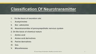 Classification of neurotransmitter [upl. by Shatzer]