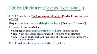 NMLS Exam  HOEPA Disclosure Covered Loan Notice [upl. by Lifton]