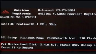 SMART status Bad Hard disk Press F2 Solve [upl. by Kinchen]