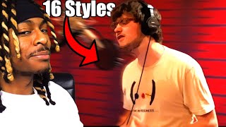 HE DID EVERYONE FIRST TIME REACTING TO QUADECA 16 STYLES OF RAPPING [upl. by Llieno]