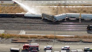 No injuries reported after train derailment near Montreal [upl. by Lladnarc]