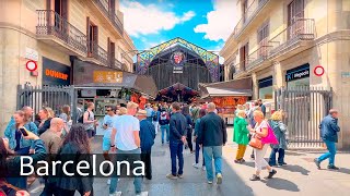 SPAIN BARCELONA From Mercado De La Boqueria Market to The Embankment [upl. by Macfarlane]