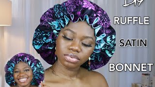 How to make a Ruffle Satin Bonnet  DIY Bonnet  Satin Bonnet Tutorial [upl. by Nirual]