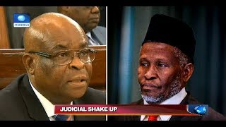 Buhari Suspends Onnoghen Swears In Tanko Mohammed As Acting CJN Pt1 250119 News10 [upl. by Nylyram]