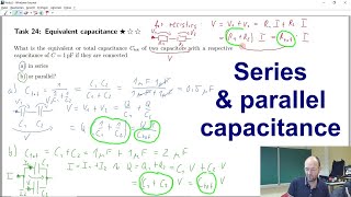 Calculation of the total capacitance of series and parallel connection of capacitors w derivation [upl. by Salakcin885]