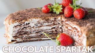 How To Make Chocolate Spartak Cake Recipe  European Dessert [upl. by Cirdla]