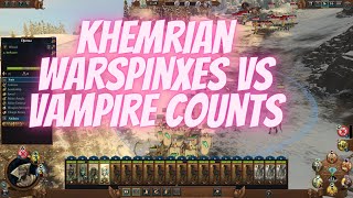 Khemrian Warspinxes Vs Vampire Counts Warhammer III [upl. by Nnylsia]