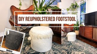 No Sew DIY Reupholstered Footstool [upl. by Easlehc]