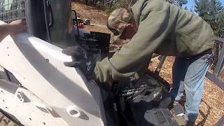 Switching Bobcat Skid steer attachment manually from Masticator to Blade [upl. by Drahnreb]