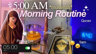 5AM MUSLIMAH MORNING ROUTINE 🎀  praying tahajjud reading quran journaling motivational routine [upl. by Nylyoj957]