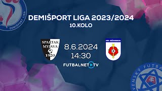 Demišport Liga 20232024 10kolo Spartak Myjava  MFK Ružomberok [upl. by Aleyak]